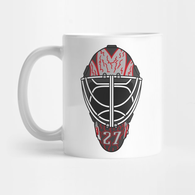 Devon Levi Sabres Goalie Mask by Carl Cordes